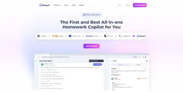 Screenshot of StudyX