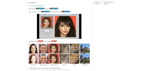 Screenshot of StyleCLIP