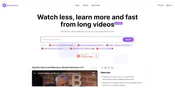 Screenshot of Summarize.ing