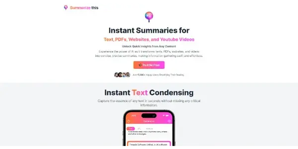 Screenshot of Summarizethis
