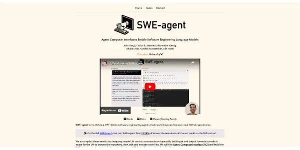 Screenshot of SWE-agent