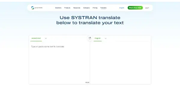 Screenshot of Systran Translate