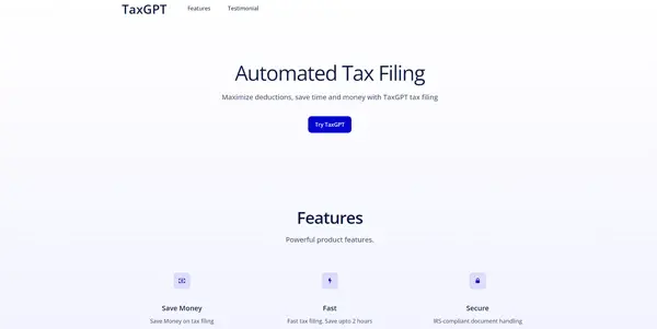 Screenshot of TaxGPT