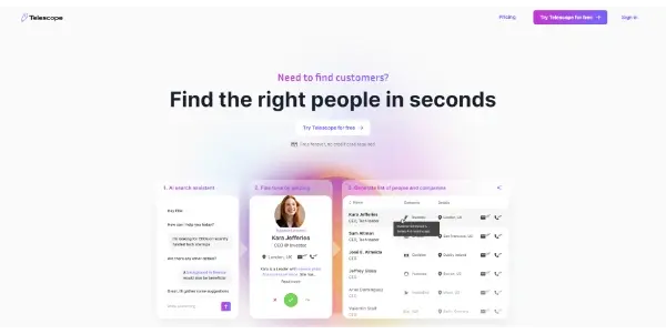 Screenshot of Telescope AI