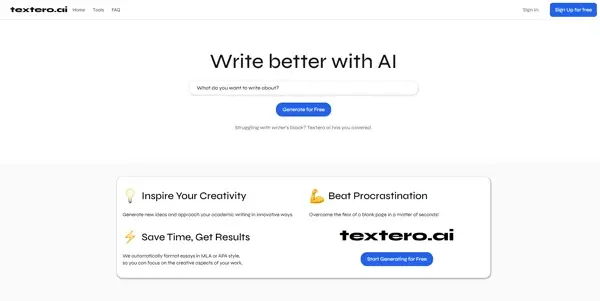 Screenshot of Textero AI