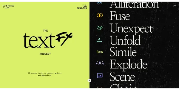 Screenshot of TextFX by Google