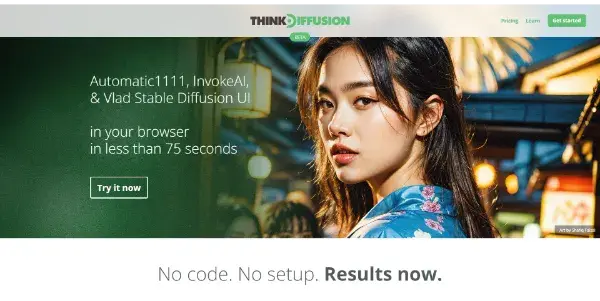 Screenshot of ThinkDiffusion