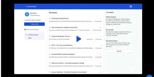 Screenshot of ThunderContent
