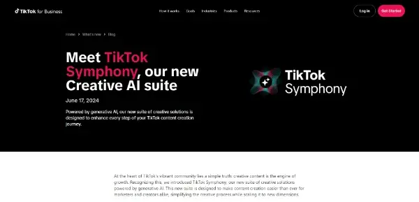 Screenshot of TikTok Symphony