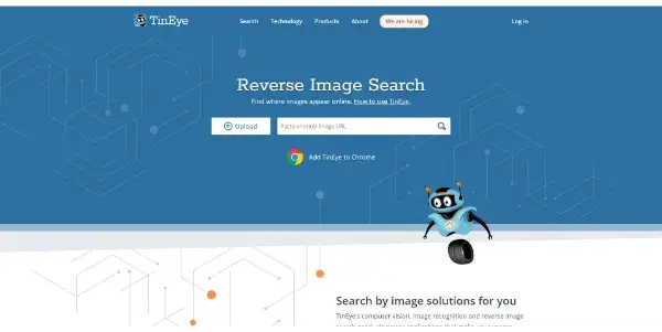 Screenshot of TinEye