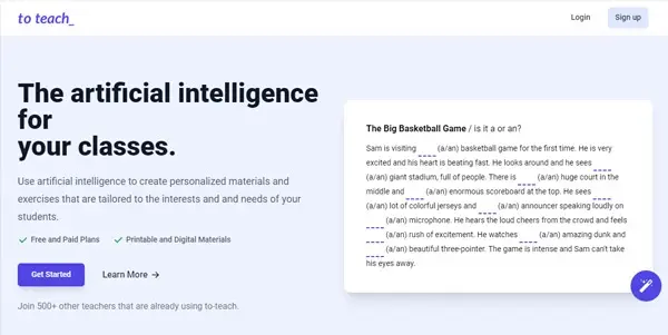 Screenshot of to teach