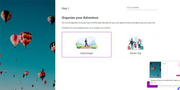 Screenshot of Tripplanner AI