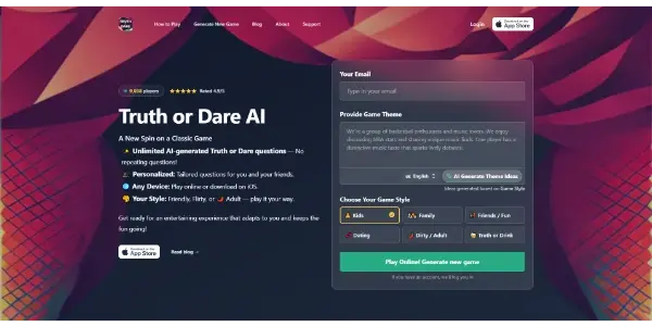 Screenshot of Truth or Dare AI