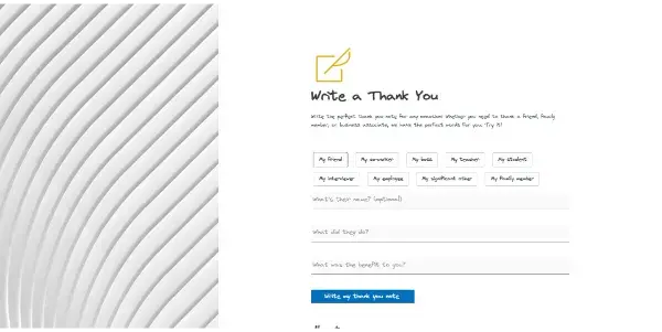 Screenshot of TThankYouNote