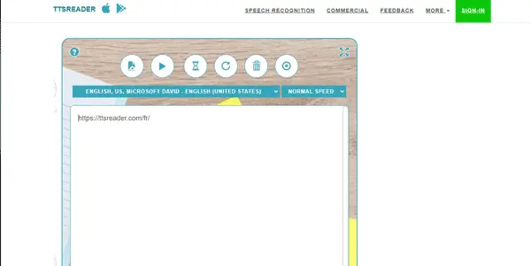 Screenshot of TTS Reader