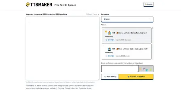 Screenshot of TTSMaker