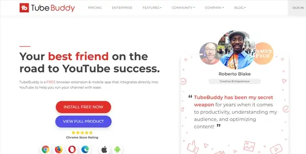 Screenshot of TubeBuddy