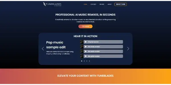Screenshot of TuneBlades