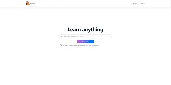Screenshot of Tutor AI