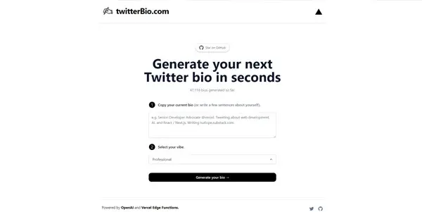 Screenshot of TwitterBio