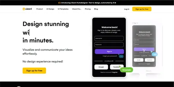 Screenshot of Uizard IO