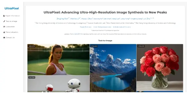 Screenshot of UltraPixel AI