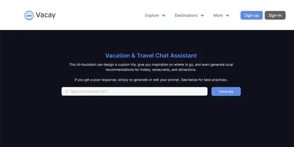 Screenshot of Vacation & Travel Chat