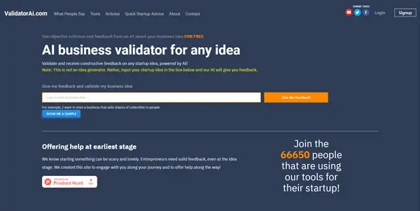 Screenshot of Validator AI
