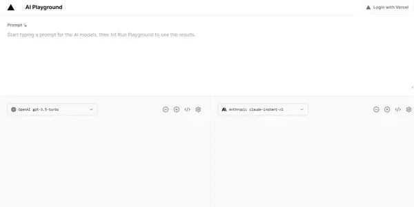 Screenshot of Vercel AI Playground