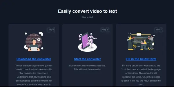 Screenshot of Video2text