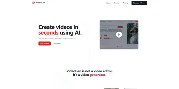 Screenshot of VideoGen