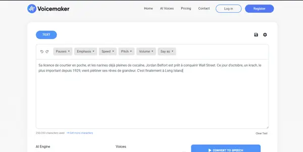 Screenshot of VoiceMaker