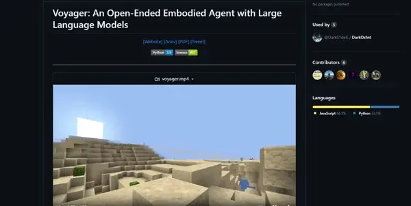 Screenshot of Voyager Minecraft AI