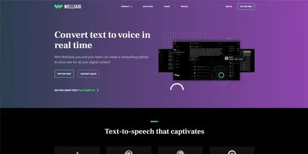 Screenshot of Wellsaidlabs