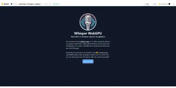 Screenshot of Whisper WebGPU