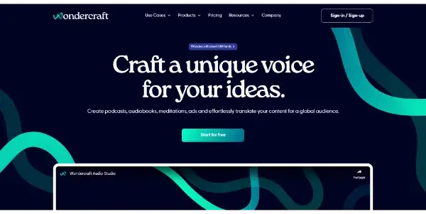 Screenshot of Wondercraft AI