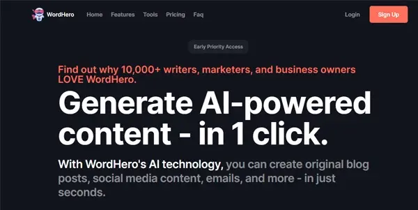 Screenshot of Wordhero