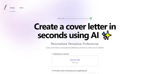 Screenshot of Write Me A Cover Letter