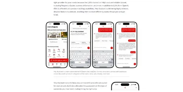 Screenshot of Yelp AI assistant