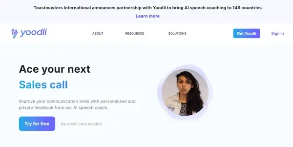 Screenshot of Yoodli AI