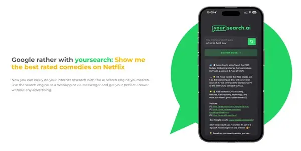 Screenshot of Yoursearch.ai