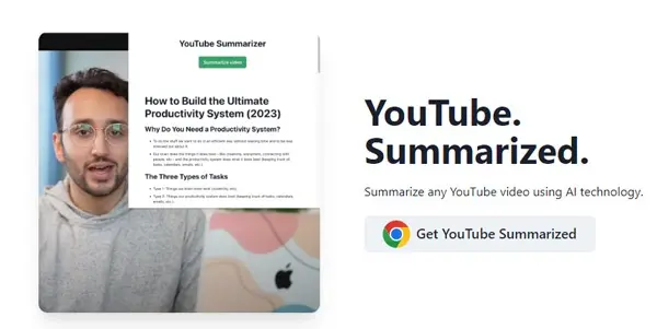 Screenshot of YouTube Summarized
