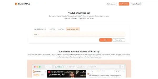 Screenshot of Youtube Summarizer