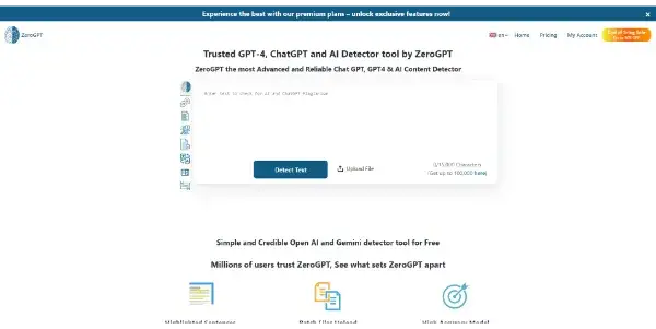 Screenshot of ZeroGPT
