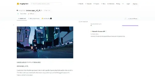 Screenshot of Zeroscope AI